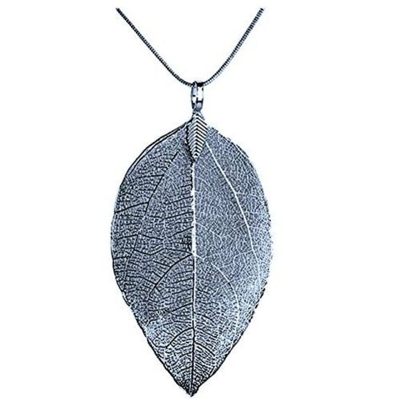 Long Filigree Leaf Necklace - Picture 4 of 6